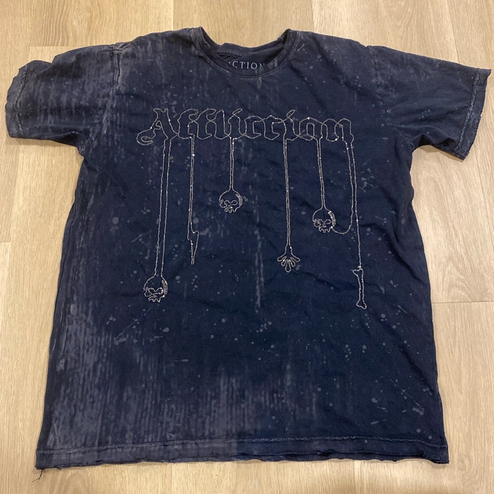 Vintage 2000s Affliction Dripping Chain Skulls Graphic T-Shirt